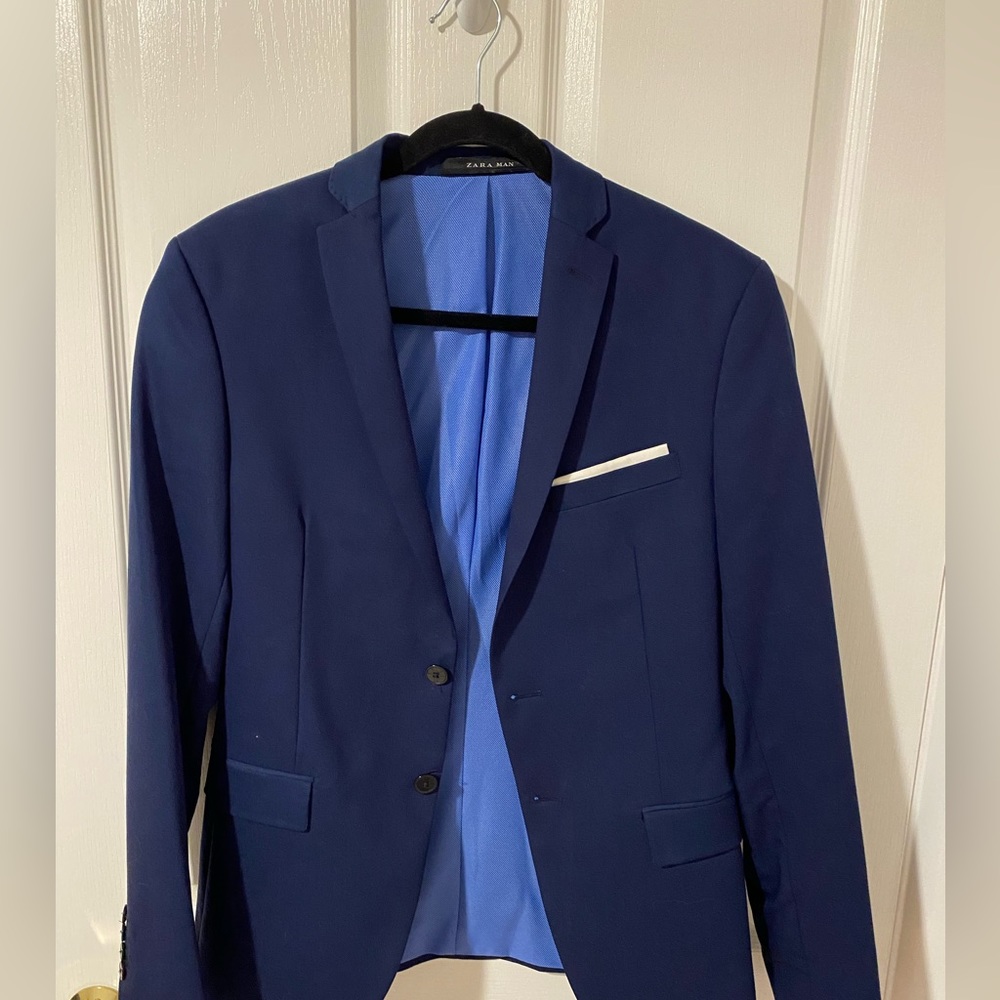 Zara blue blazer suit size  36